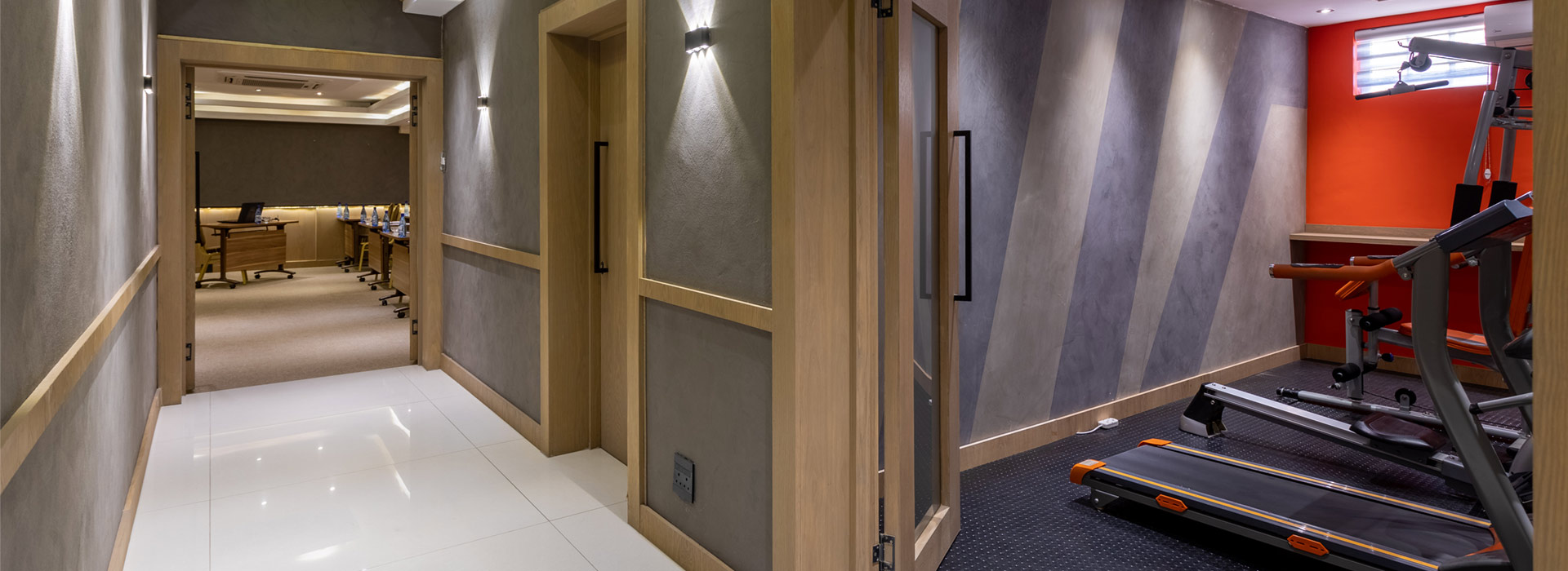 Cycad hallway with gym